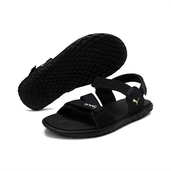PUMA x one8 Strider V2 Men's Sandals, Puma Black-Sharp Green, extralarge-IND