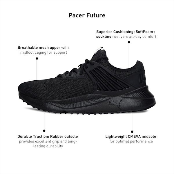 Pacer Future Unisex Sneakers, Puma Black-Puma Black, extralarge-IND