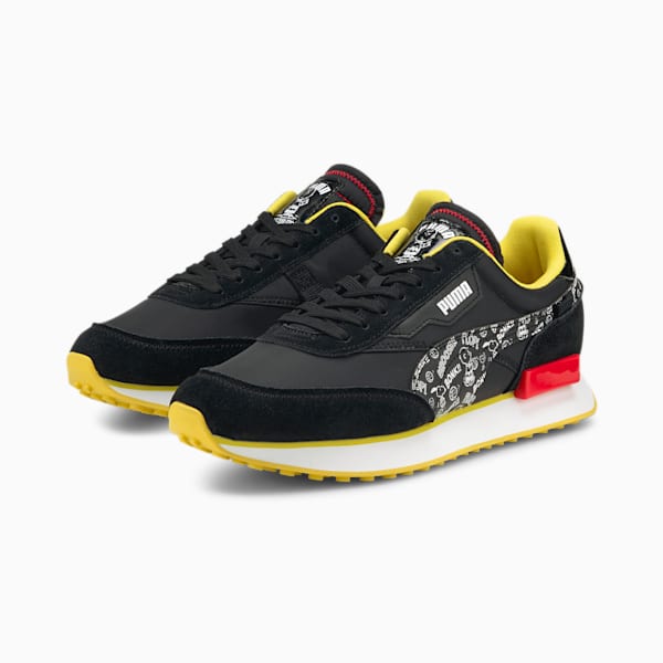 PUMA x PEANUTS Future Rider Sneakers, Puma Black-Puma White-High Risk Red, extralarge