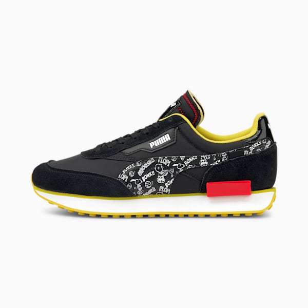 PUMA x PEANUTS Future Rider Sneakers, Puma Black-Puma White-High Risk Red, extralarge