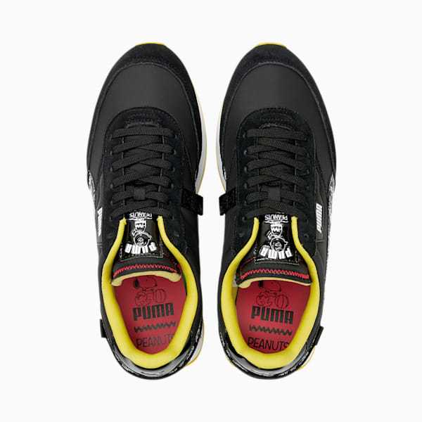 PUMA x PEANUTS Future Rider Sneakers, Puma Black-Puma White-High Risk Red, extralarge