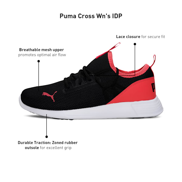 PUMA Cross Women's Sneakers, Puma Black-Paradise Pink, extralarge-IND