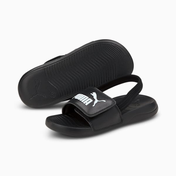 Popcat 20 Little Kids' Backstrap Slides, Puma Black-Puma White, extralarge