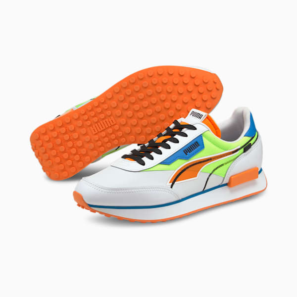 Future Rider Twofold Unisex Sneakers, Puma White-Green Glare-Vibrant Orange