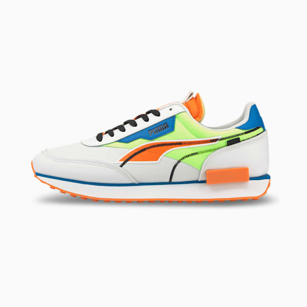 Future Rider Twofold Sneakers, Puma White-Green Glare-Vibrant Orange, extralarge-IND