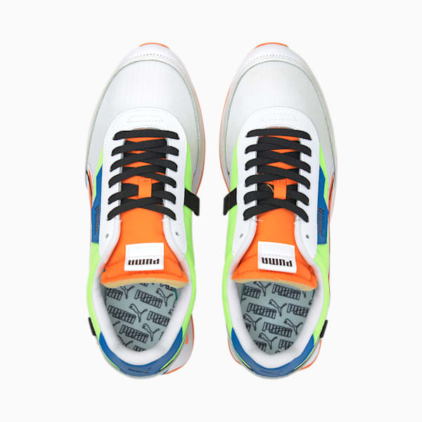 Future Rider Twofold Sneakers, Puma White-Green Glare-Vibrant Orange, extralarge-IND