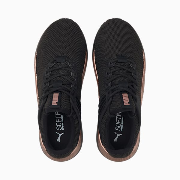 Black and rose gold tennis shoes top