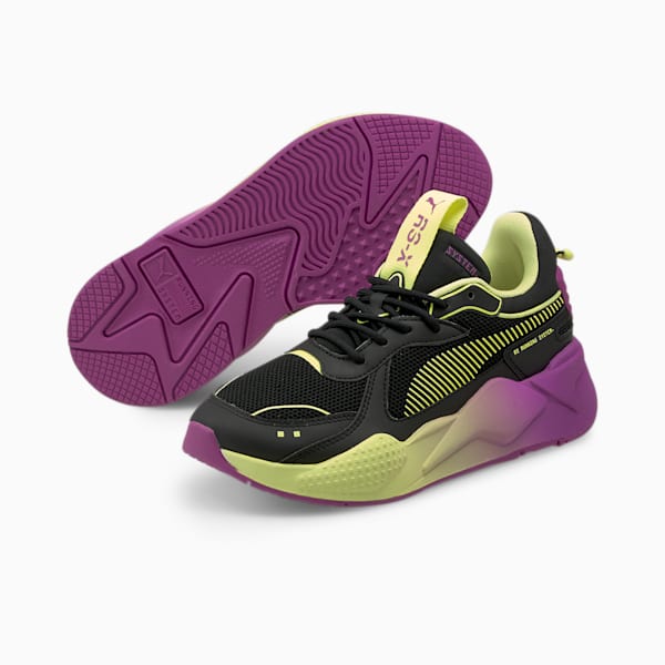 RS-X Neo Pop Women's Sneakers, Puma Black-SOFT FLUO YELLOW-Byzantium, extralarge