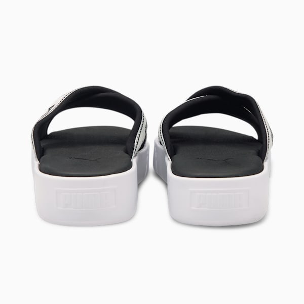 Platform Tape Women's Slides, Puma White-Puma Black, extralarge-IND