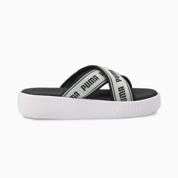 Platform Tape Women's Slides, Puma White-Puma Black, extralarge-IND