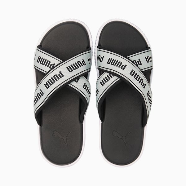 Platform Tape Women's Slides, Puma White-Puma Black, extralarge-IND