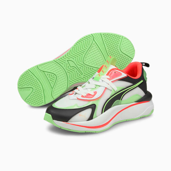 RS-Curve City Lights Women's Sneakers, Puma White-Elektro Green, extralarge