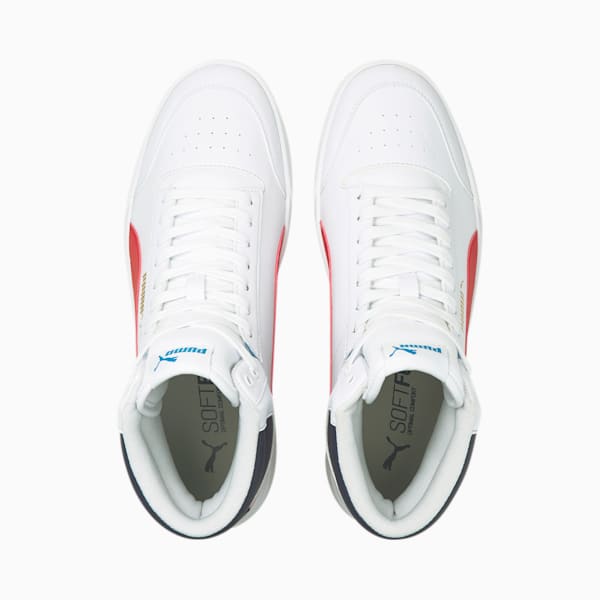 Shuffle Mid Unisex Sneakers, Puma White-High Risk Red-Peacoat-Puma Team Gold, extralarge-IND