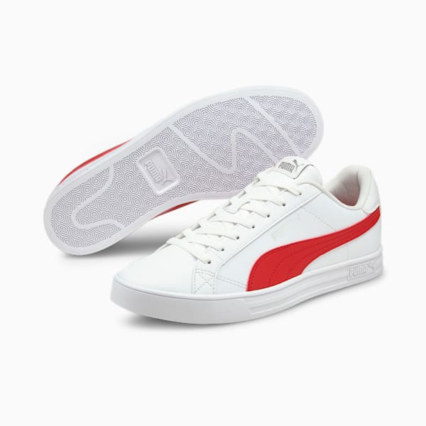 Smash Vulc V3 Sneakers, Puma White-High Risk Red, extralarge-IND