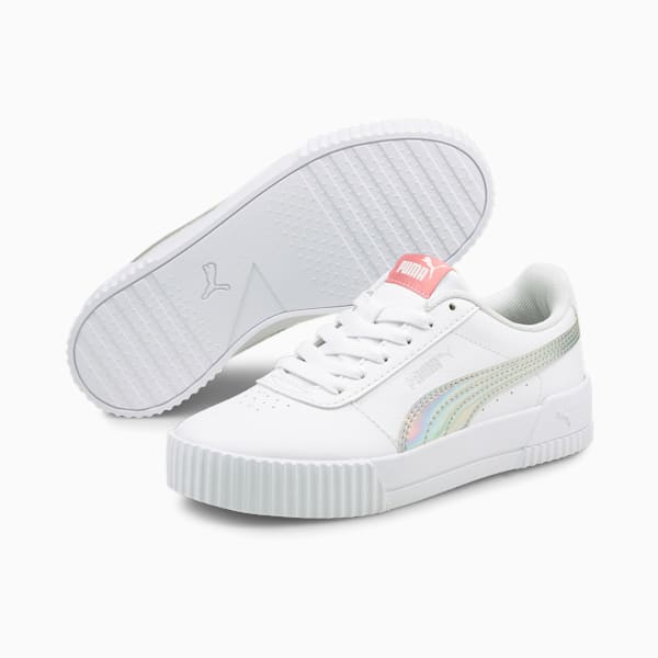 Carina Rainbow Sneakers JR, Puma White-Puma Silver, extralarge