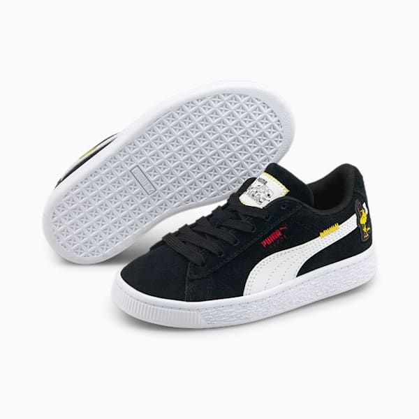 PUMA x PEANUTS Suede Classic XXI Little Kids' Sneakers, Puma Black-Puma White, extralarge