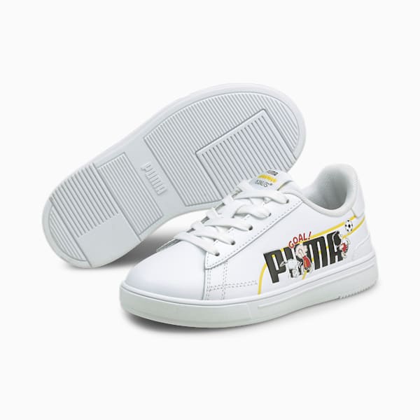 PUMA x PEANUTS Serve Pro Kid's Sneakers, Puma White-Puma Black, extralarge-IND