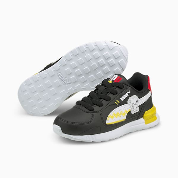 PUMA x PEANUTS Graviton Little Kids' Sneakers, Puma Black-Puma White, extralarge