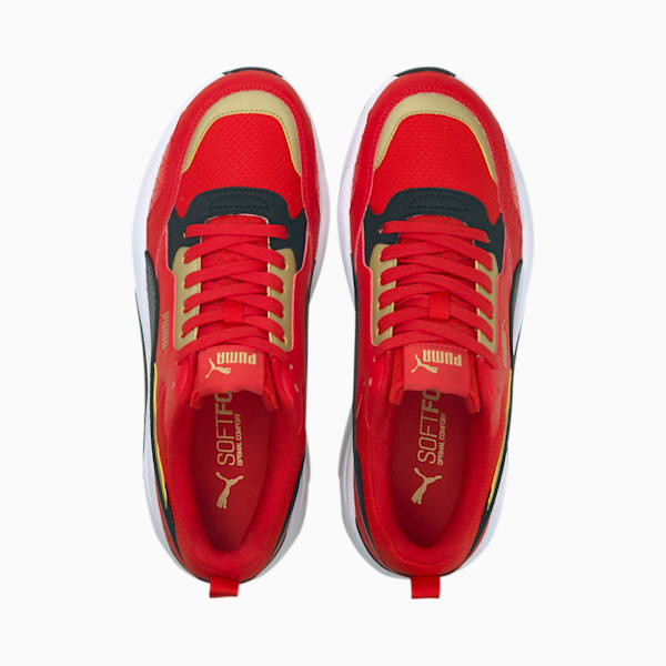 Red pumas with gold clearance