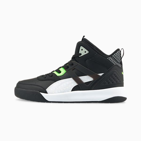 Backcourt Mid Cyber Week Sneakers, Puma Black-Puma White-Green Glare, extralarge