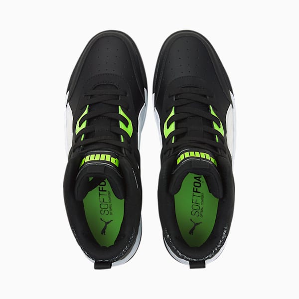 Backcourt Mid Cyber Week Sneakers, Puma Black-Puma White-Green Glare, extralarge