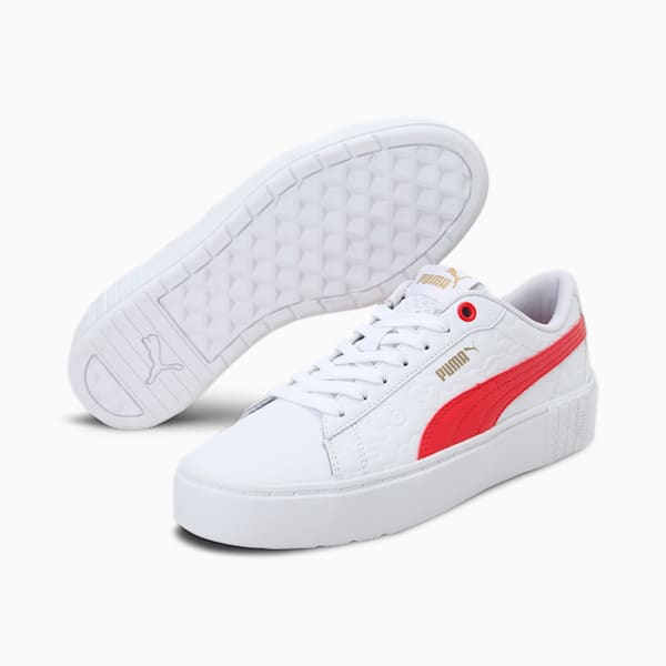 Smash Platform V2 Celestial Women's Sneakers, Puma White-High Risk Red, extralarge-IND