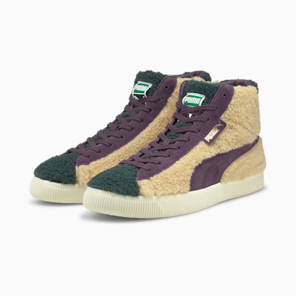 Basket Mid Vintage Sherpa Sneakers, Green Gables-Pebble-Sweet Grape, extralarge