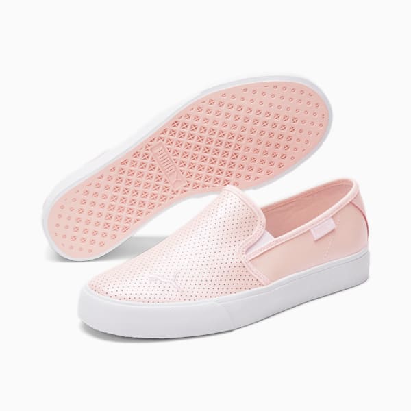 Bari Cat Shimmer Women's Slip-On Shoes, Pink Dogwood-Puma White, extralarge