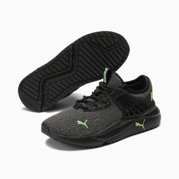 Pacer Future Knit Sneakers JR, Puma Black-Steel Gray-Green Glare, extralarge