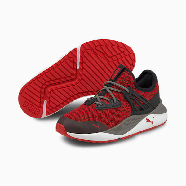 Pacer Future Knit AC Kid's Sneakers, High Risk Red-Puma Black, extralarge-IND