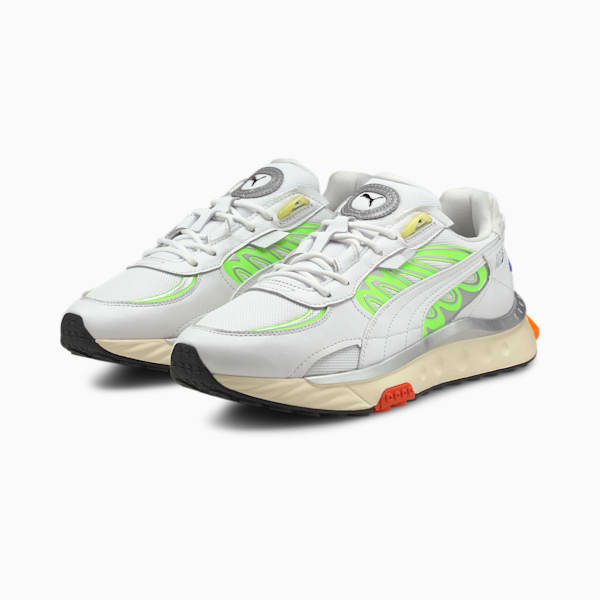 Wild Rider Techno Men's Sneakers, Puma White-Green Glare, extralarge