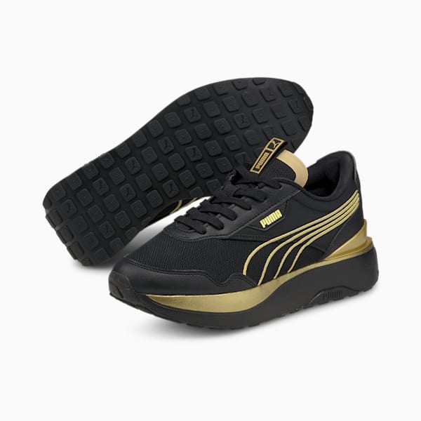 Cruise Rider Metal Women's Sneakers, Puma Black-Puma Team Gold, extralarge