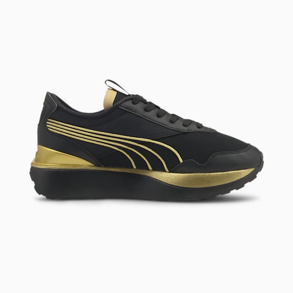 Cruise Rider Metal Women's Sneakers, Puma Black-Puma Team Gold, extralarge