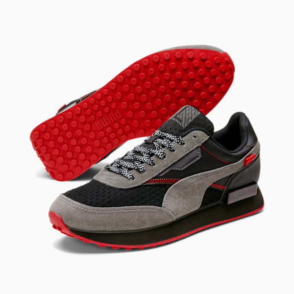 Future Rider Airplane Mode Men's Sneakers, Puma Black-CASTLEROCK-High Risk Red, extralarge