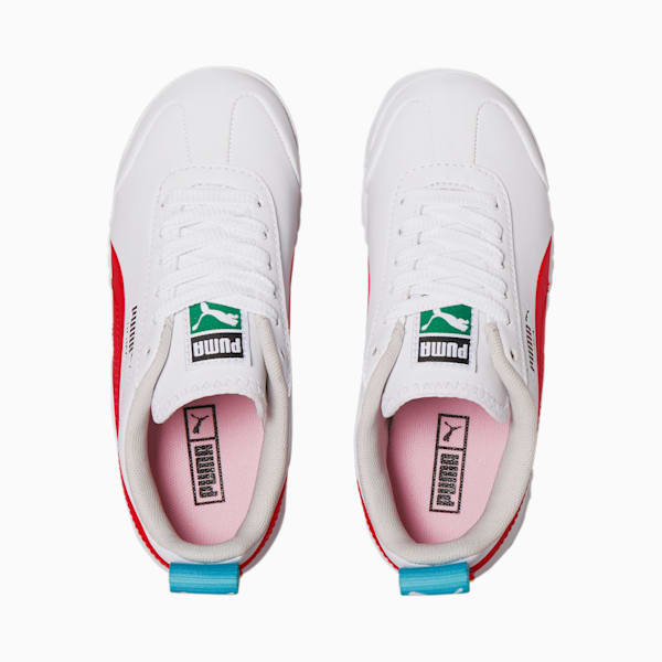 Roma Game Little Kids' Shoes, Puma White-High Risk Red-Puma Black, extralarge