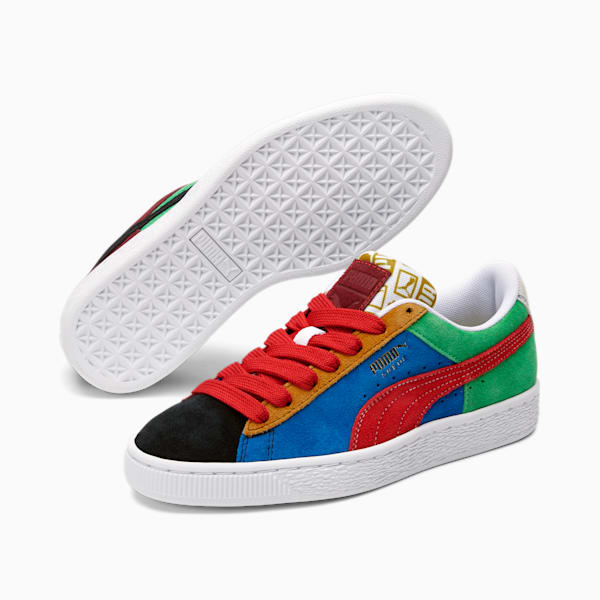 Suede Classix Sneakers Big Kids, Puma Black-High Risk Red-Puma Royal-Kelly Green, extralarge