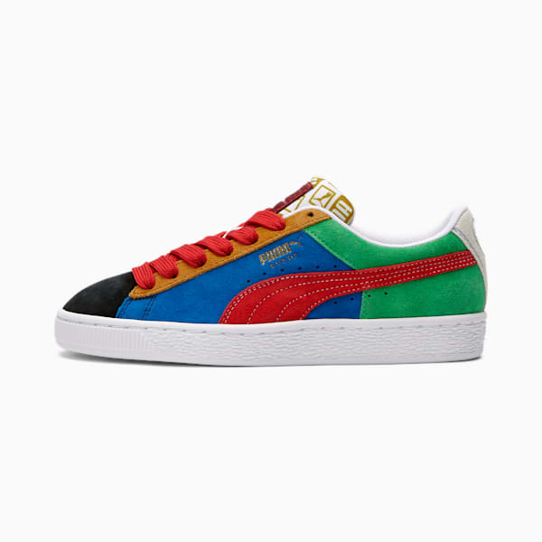 Suede Classix Sneakers Big Kids, Puma Black-High Risk Red-Puma Royal-Kelly Green, extralarge