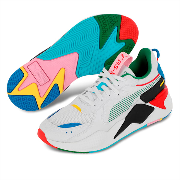 Tenis RS-X International Games, Puma White-High Risk Red-French Blue-Empire Yellow, extralarge