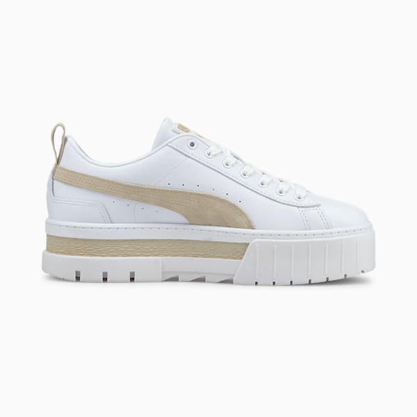 Mayze Leather Women's Sneakers, Puma White-Peyote, extralarge