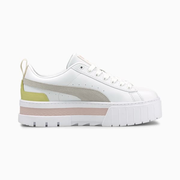 Mayze Leather Women's Sneakers, Puma White-Lotus, extralarge