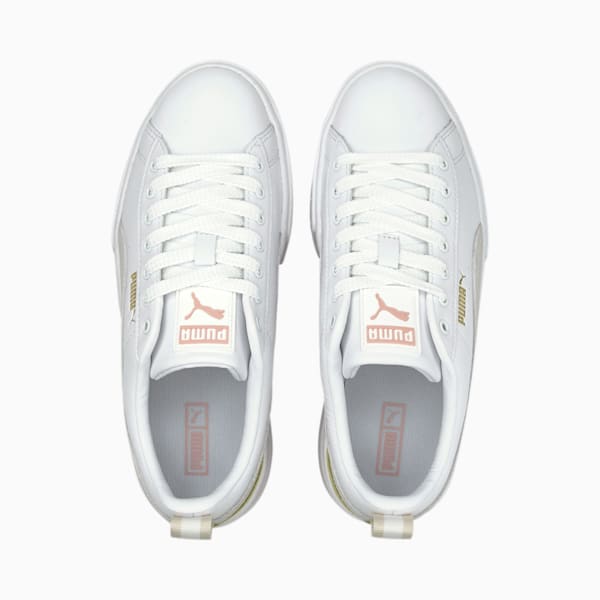 Mayze Leather Women's Sneakers, Puma White-Lotus, extralarge