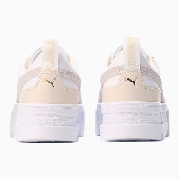 メイズ レザー ウィメンズ スニーカー, Puma White-Nimbus Cloud-Puma Team Gold