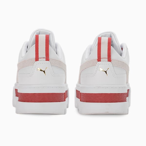 Mayze Leather Women's Sneakers, PUMA White-Vapor Gray-Heartfelt, extralarge-IND