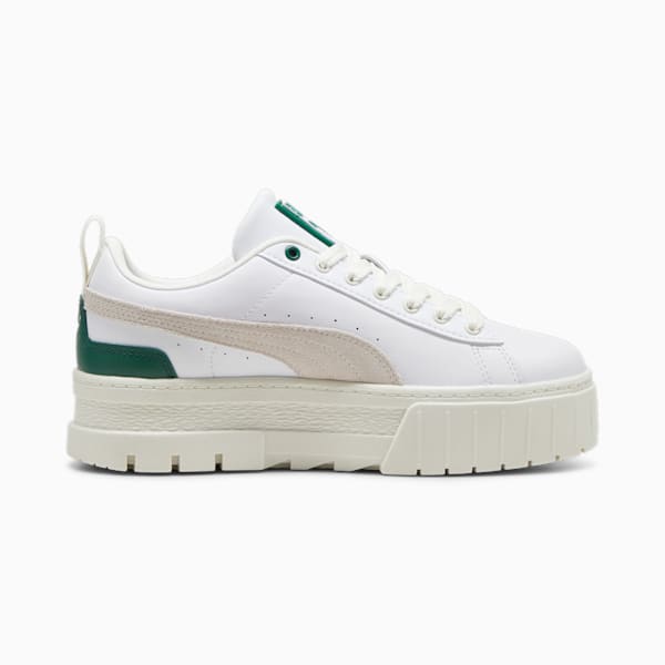 Mayze Leather Women's Sneakers, PUMA White-Vine, extralarge