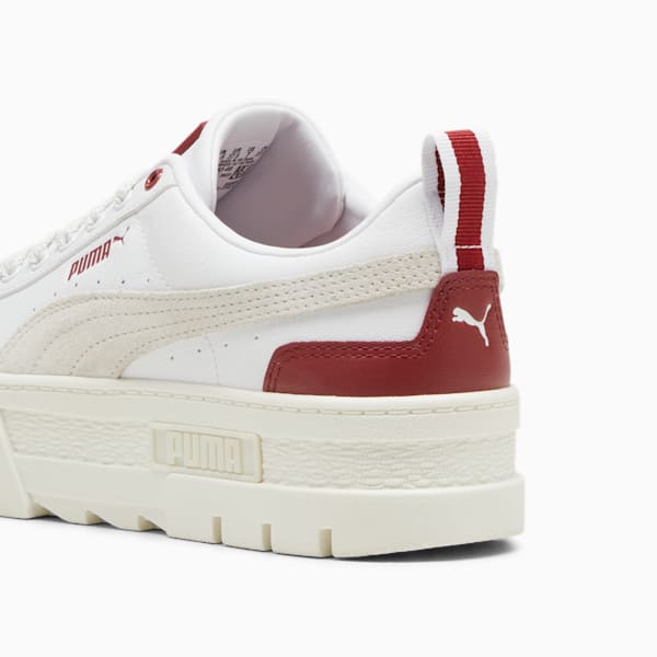 Mayze Leather Women's Sneakers, PUMA White-Intense Red, extralarge