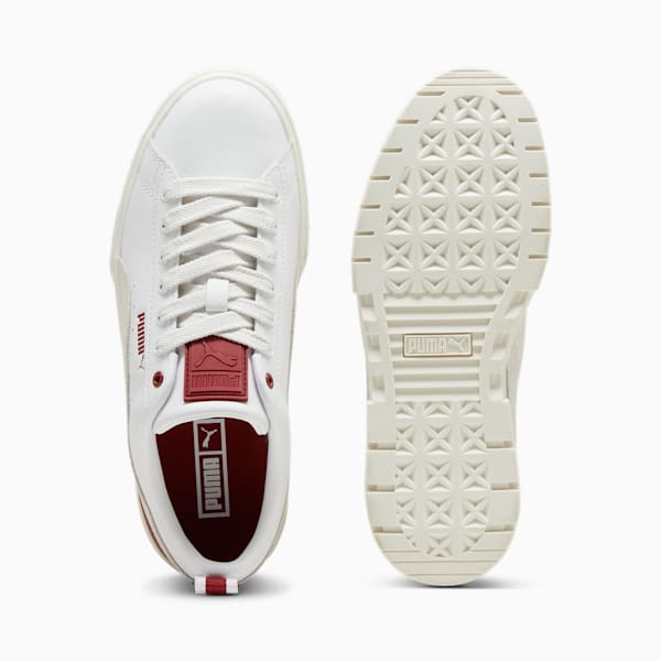 Mayze Leather Women's Sneakers, PUMA White-Intense Red, extralarge