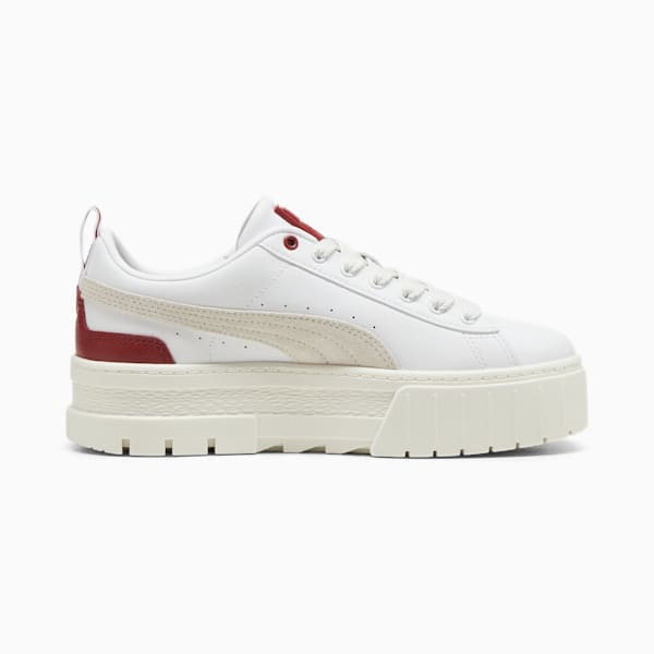 Mayze Leather Women's Sneakers, PUMA White-Intense Red, extralarge