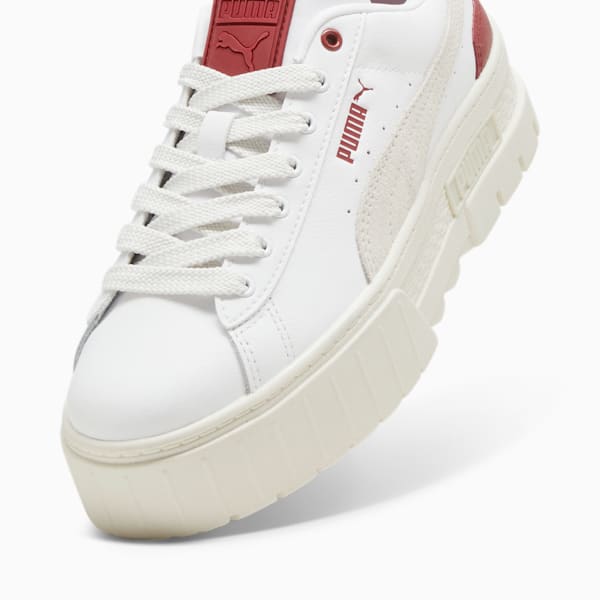 Mayze Leather Women's Sneakers, PUMA White-Intense Red, extralarge