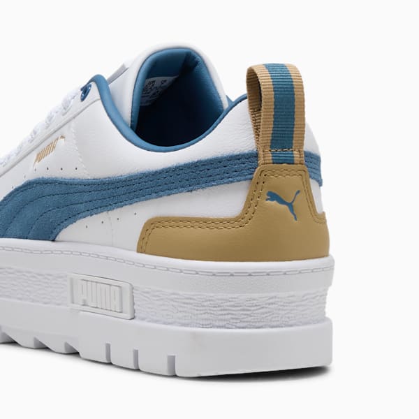 Mayze Leather Women's Sneakers, PUMA White-Blue Horizon, extralarge