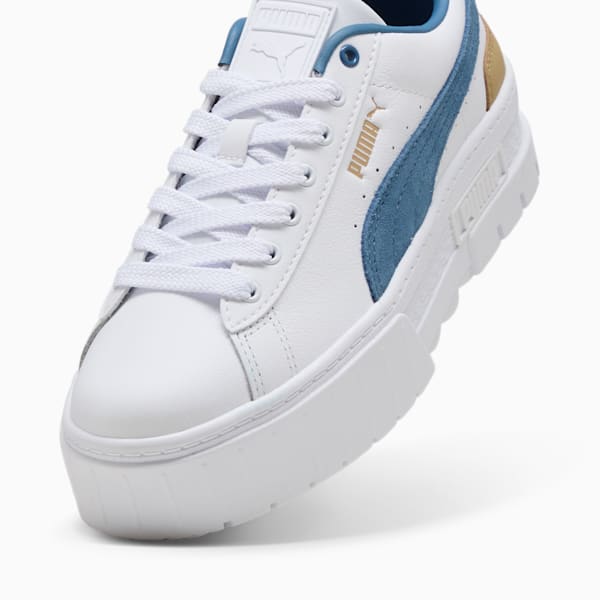 Mayze Leather Women's Sneakers, PUMA White-Blue Horizon, extralarge